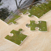 アラスカ、ホワイト、ネイビー、グレーのフロート飛行機 ジグソーパズル (側面)