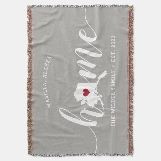 アラスカ ホームステート リュスティック パーソナライズ スローブランケット (正面縦)