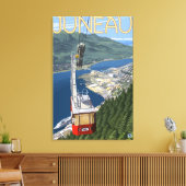 アラスカ・ヴィンテージ旅行ポスター、ジュノー上空のトラム キャンバスプリント (インサイチュ (リビング))