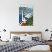 アラスカ・ヴィンテージ旅行ポスター、ジュノー上空のトラム キャンバスプリント (インサイチュ (寝室))