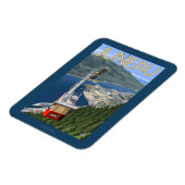 アラスカ・ヴィンテージ旅行ポスター、ジュノー上空のトラム マグネット (左側)