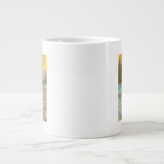 アラスカ,女性のフライ·フィッシング(海へ) ジャンボコーヒーマグカップ (正面)