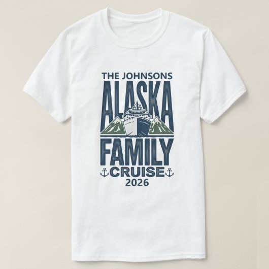 アラスカ 家族クルーズ 記念 名前 年 Tシャツ (デザイン正面)
