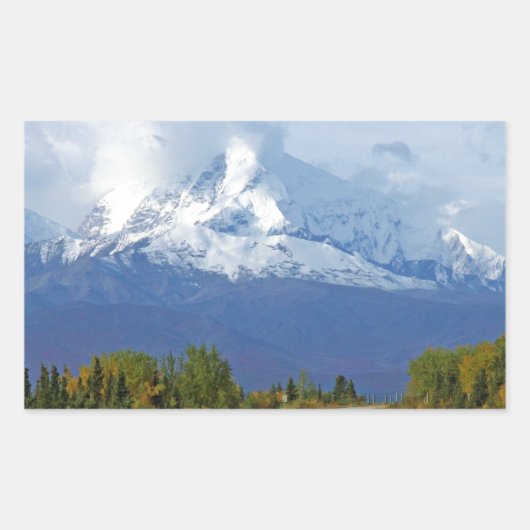 アラスカ 山々 木々 自然 森 運命 季節 長方形シール (正面)