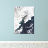 アラスカ、山・リダウトの灰プルーム キャンバスプリント (インサイチュ (ウッドフロア))