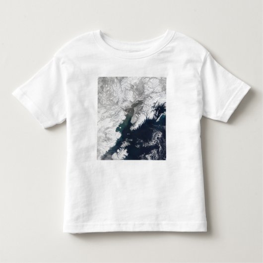 アラスカ、山・リダウトの灰プルーム トドラーTシャツ (正面)