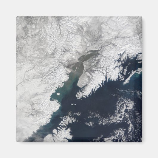 アラスカ、山・リダウトの灰プルーム マグネット (正面)