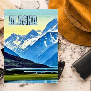 アラスカ，州，アメリカ，ヴィンテージ,自然，山， ポストカード
