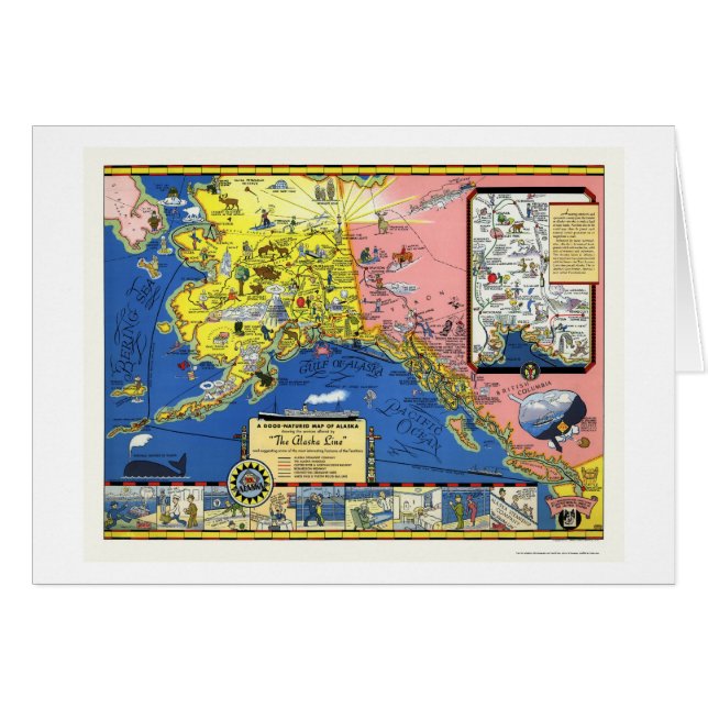 アラスカ-汽船会社地図1934年 (正面横)