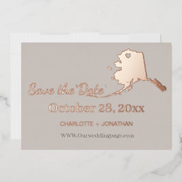 アラスカ 結婚式 Save The Date ローズゴールド 箔招待状