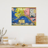 アラスカ – 蒸気船ラインの地図1934 ポスター (キッチン)