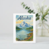 アラスカ:雄大な山々と静かな湖 ポストカード (スタンド正面)