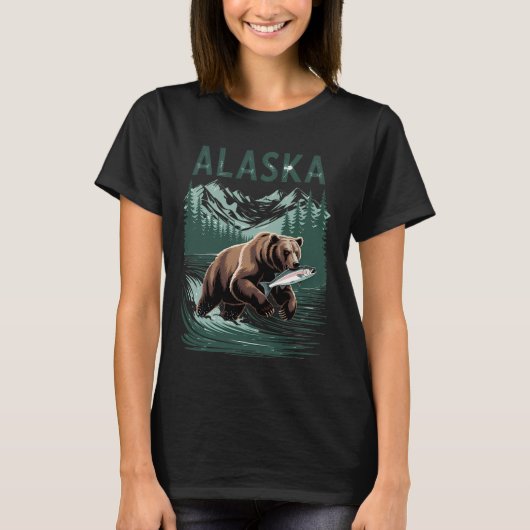 アラスカ 魚 アラスカ 釣り Tシャツ (正面)
