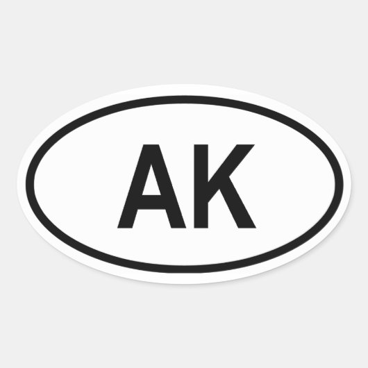 アラスカ「AK」 楕円形シール (正面)