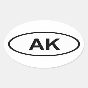 アラスカ"AK " 楕円形シール