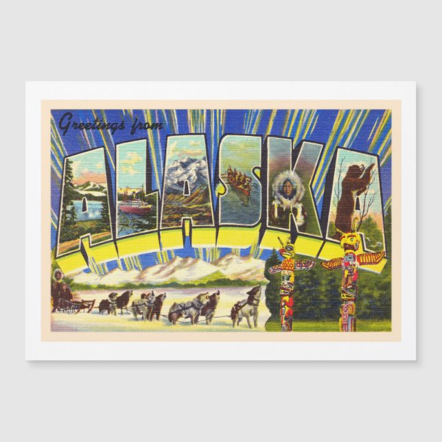 アラスカAKヴィンテージ大文字葉書の州 (正面)