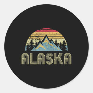 アラスカTシャツ - レトロなビンテージ風景 山の自然 ハイキング ラウンドシール