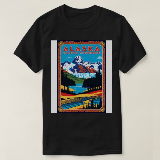 アラスカUSAアメリカのヴィンテージのポスター観光旅行 Tシャツ (デザイン正面)