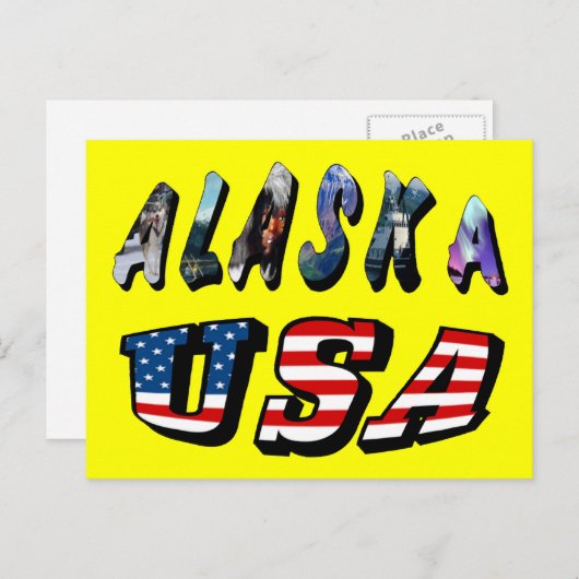 アラスカUSAアメリカ国旗の旅行写真引用文文字 ポストカード (正面/裏面)