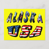 アラスカUSAアメリカ国旗の旅行写真引用文文字 ポストカード (正面)