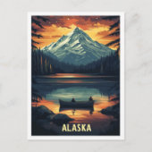 アラスカUSAアートヴィンテージイラストレーション旅行 ポストカード (正面)