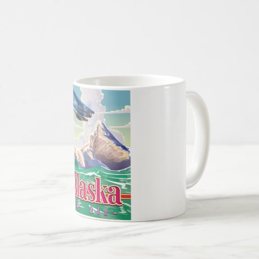 アラスカUSAヴィンテージ旅行ポスター。 コーヒーマグカップ (正面右)