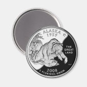 アラスフェイクカ州クォーター素晴らしザランドグリズリー マグネット (正面/裏面)