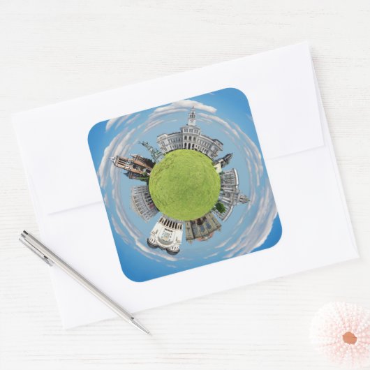 アラド市ルーマニア小さな小さな惑星ランドマーク円弧 スクエアシール (封筒)