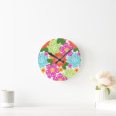 アラナガーデンハワイアングラフィカルフローラブリツズ ラウンド壁時計 (ホーム)