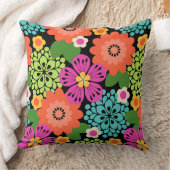 アラナガーデンハワイアングラフィカルフローラ – ブラック クッション (ブランケット)