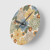 アラナガーデンハワイアングラフィカルフローラ-金ゴールド ラウンド壁時計 (傾斜)