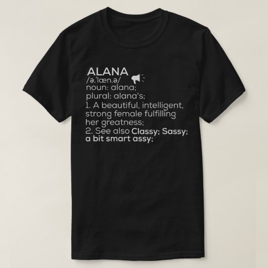 アラナ名アラナ定義アラナ女性名アラン Tシャツ (デザイン正面)