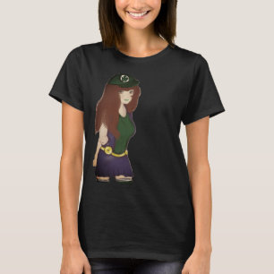 アラナ緑黒T型 Tシャツ