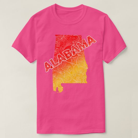 アラバカラフルマのマンダラ美術の地図と文字in r tシャツ (デザイン正面)