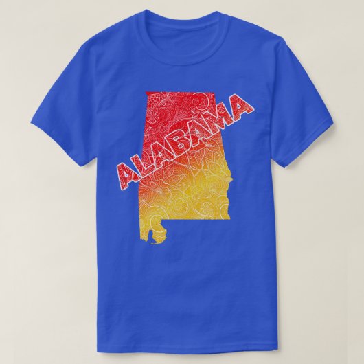 アラバカラフルマのマンダラ美術の地図と文字in r tシャツ (デザイン正面)