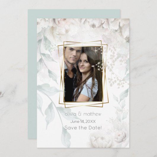 アラバスタエレガントーホワイト牡丹 招待状 (正面/裏面)