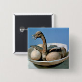 アラバスターの瓶のふたは鳥と飾りました 缶バッジ (正面&裏面)