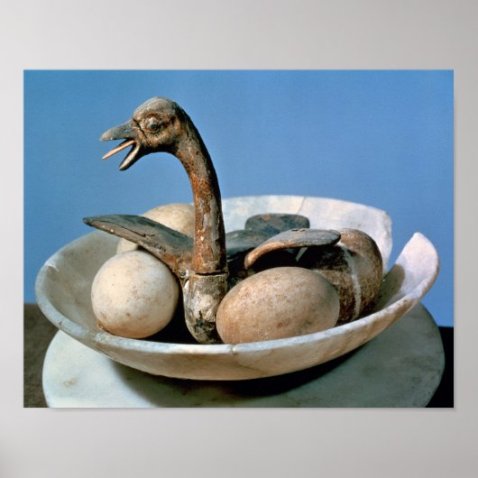 アラバスターの瓶飾に鳥を入れた蓋 ポスター (正面)