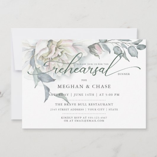 アラバスターガーデンフローラウォーターカラー招待状 招待状 (正面)