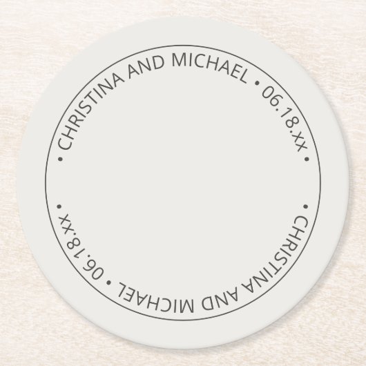 アラバスターシンプル・結婚 ラウンドペーパーコースター (正面)