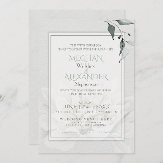 アラバスターダリアウォーターカラー 招待状 (正面/裏面)