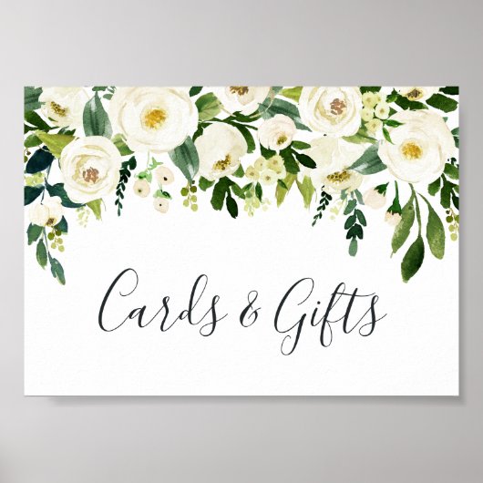 アラバスターフローラウェディングカード&ギフトサイン ポスター (正面)