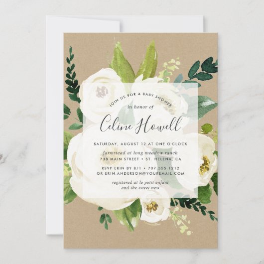 アラバスターフローラクラフトベビーシャワー招待状 招待状 (正面)