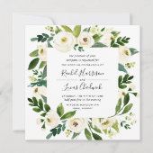 アラバスターフローラフレーム結婚式招待状 |正方形 招待状 (正面)