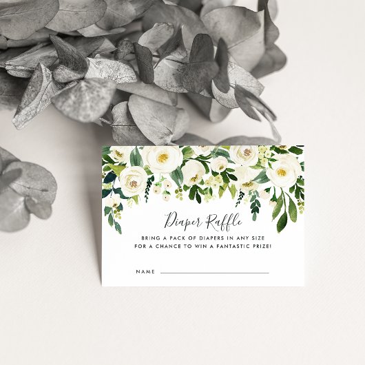 アラバスターフローラベビーシャワーおむつラッフルカード エンクロージャーカード