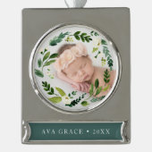 アラバスターフローラリース写真 シルバープレートバナーオーナメント (正面)