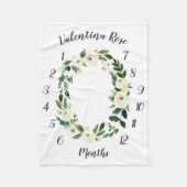 アラバスターフローラ月次ベビーマイルストーン フリースブランケット (正面)