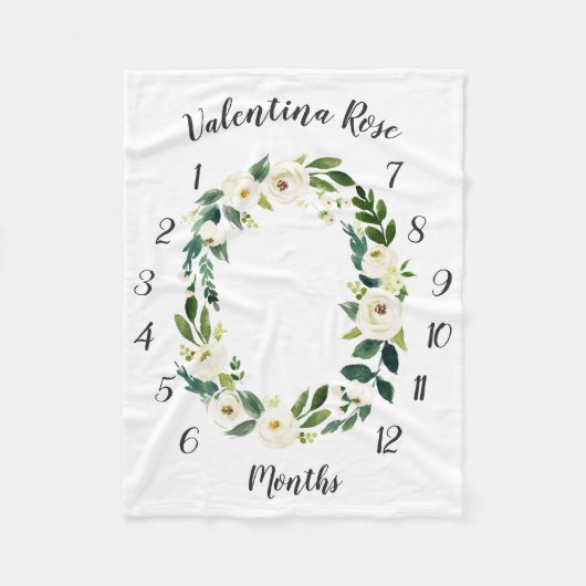 アラバスターフローラ月次ベビーマイルストーン フリースブランケット (正面)