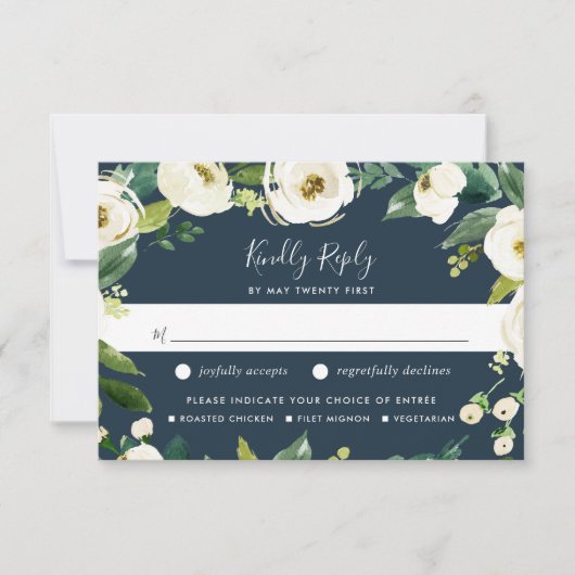 アラバスターフローラ食事の選択RSVPカード 出欠カード (正面)