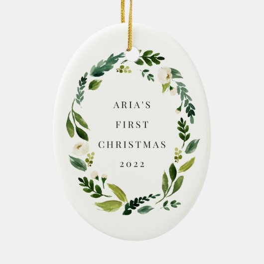 アラバスターリース初めてのクリスマス写真 セラミックオーナメント (裏面)